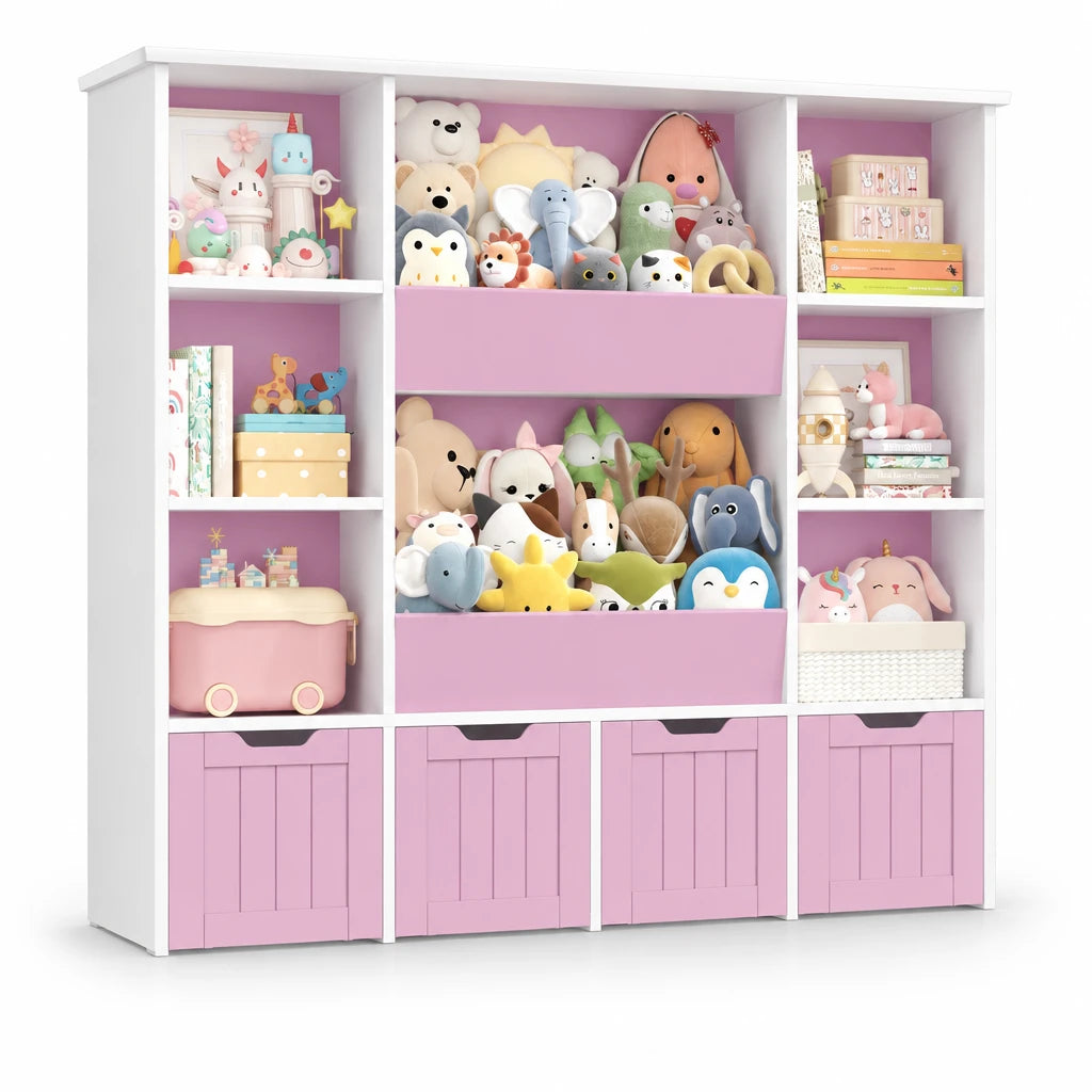 Kinderbücherregal mit 8 Boxen auf Rollen, 118 cm Lilla Kids