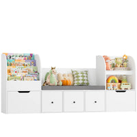Kinderbücherregal mit Sitzbank, 4 Ebenen, 180 cm Lilla Kids