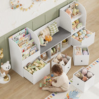 Kinderbücherregal mit Sitzbank, 4 Ebenen, 180 cm Lilla Kids