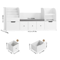 Kinderbücherregal mit Sitzbank, 4 Ebenen, 180 cm Lilla Kids