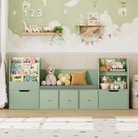 Kinderbücherregal mit Sitzbank, 4 Ebenen, 180 cm Lilla Kids