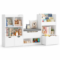 Kinderbücherregal mit Sitzbank und 3 Schubladen, 183 cm Lilla Kids