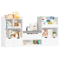 Kinderbücherregal mit Sitzbank und 3 Schubladen, 183 cm Lilla Kids
