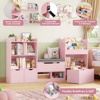 Kinderbücherregal mit Sitzbank und 3 Schubladen, 183 cm Lilla Kids