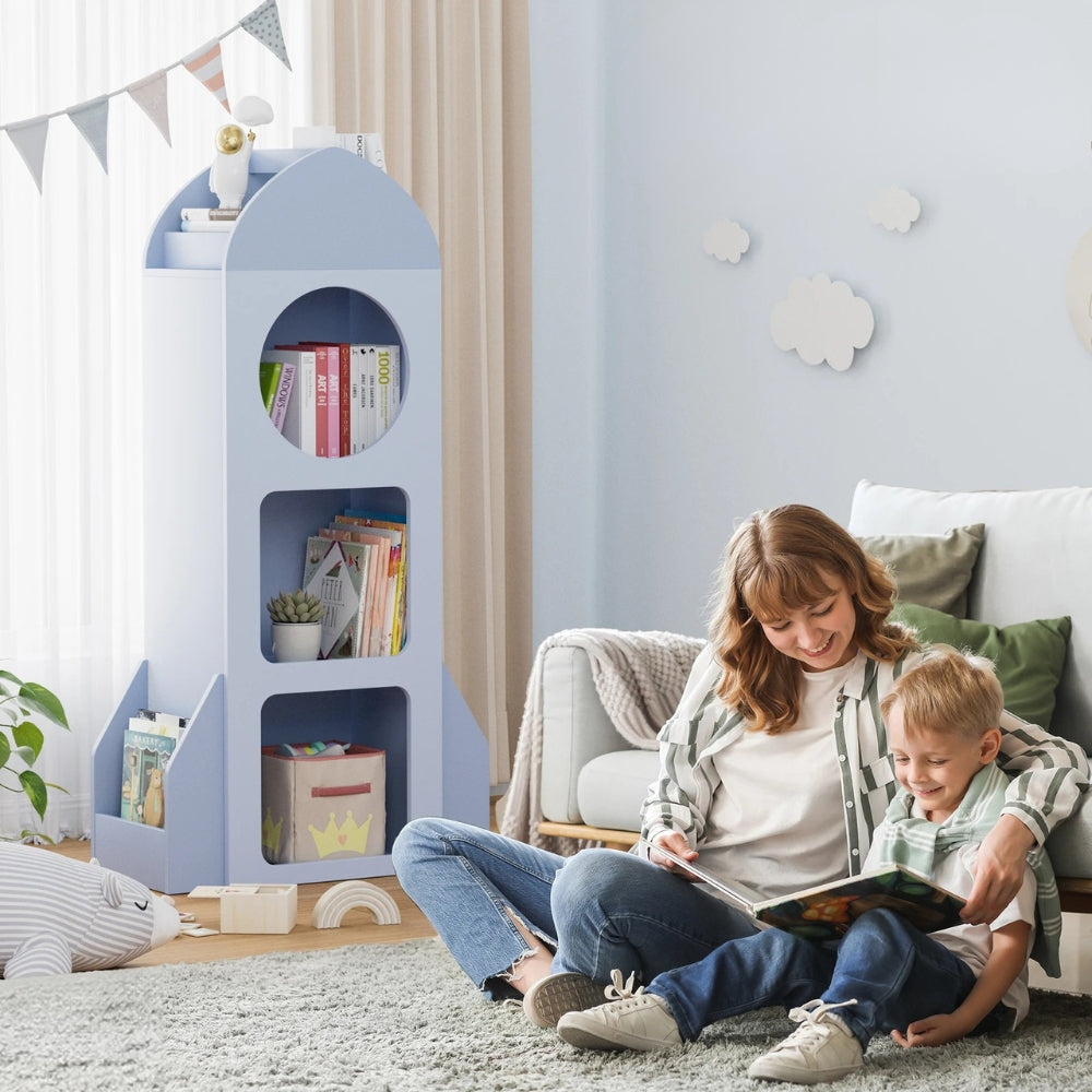 Kinderbücherregal Rakete in Blau – 120 cm Lilla Kids