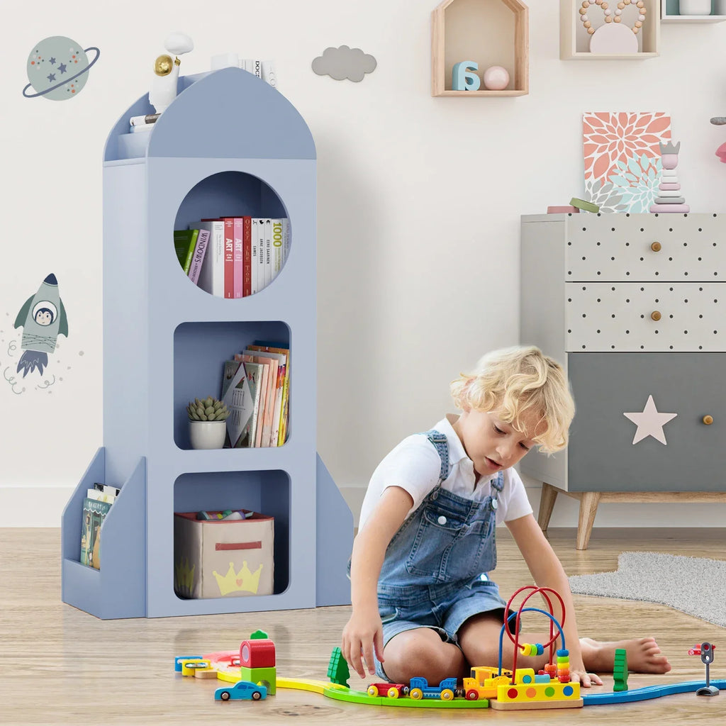 Kinderbücherregal Rakete in Blau – 120 cm Lilla Kids