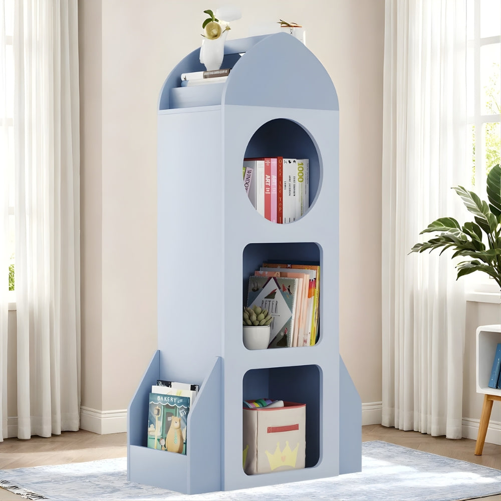 Kinderbücherregal Rakete in Blau – 120 cm Lilla Kids