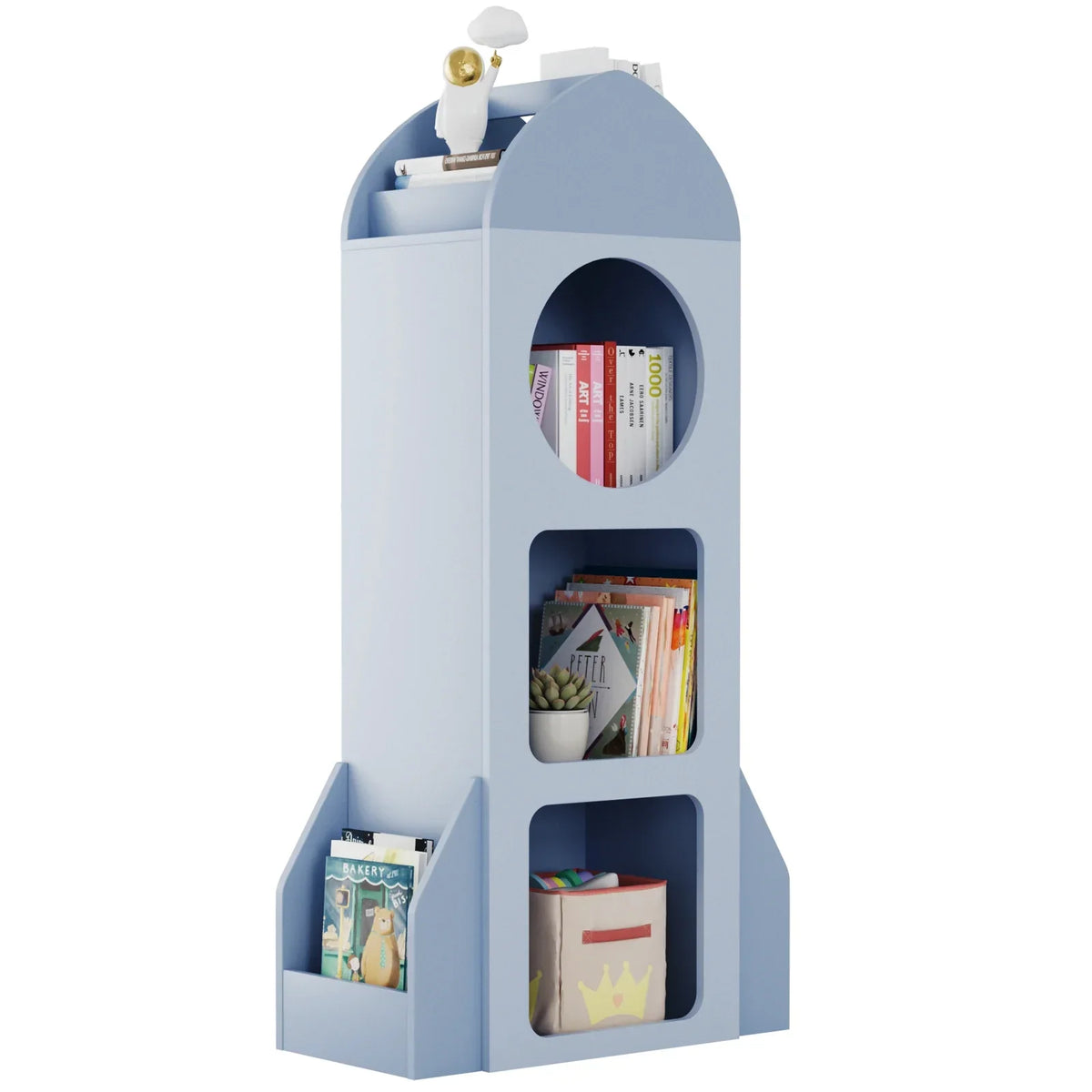 Kinderbücherregal Rakete in Blau – 120 cm Lilla Kids
