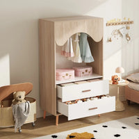 Kinderkleiderschrank aus Holz in Weiß mit Schubladen Lilla Kids