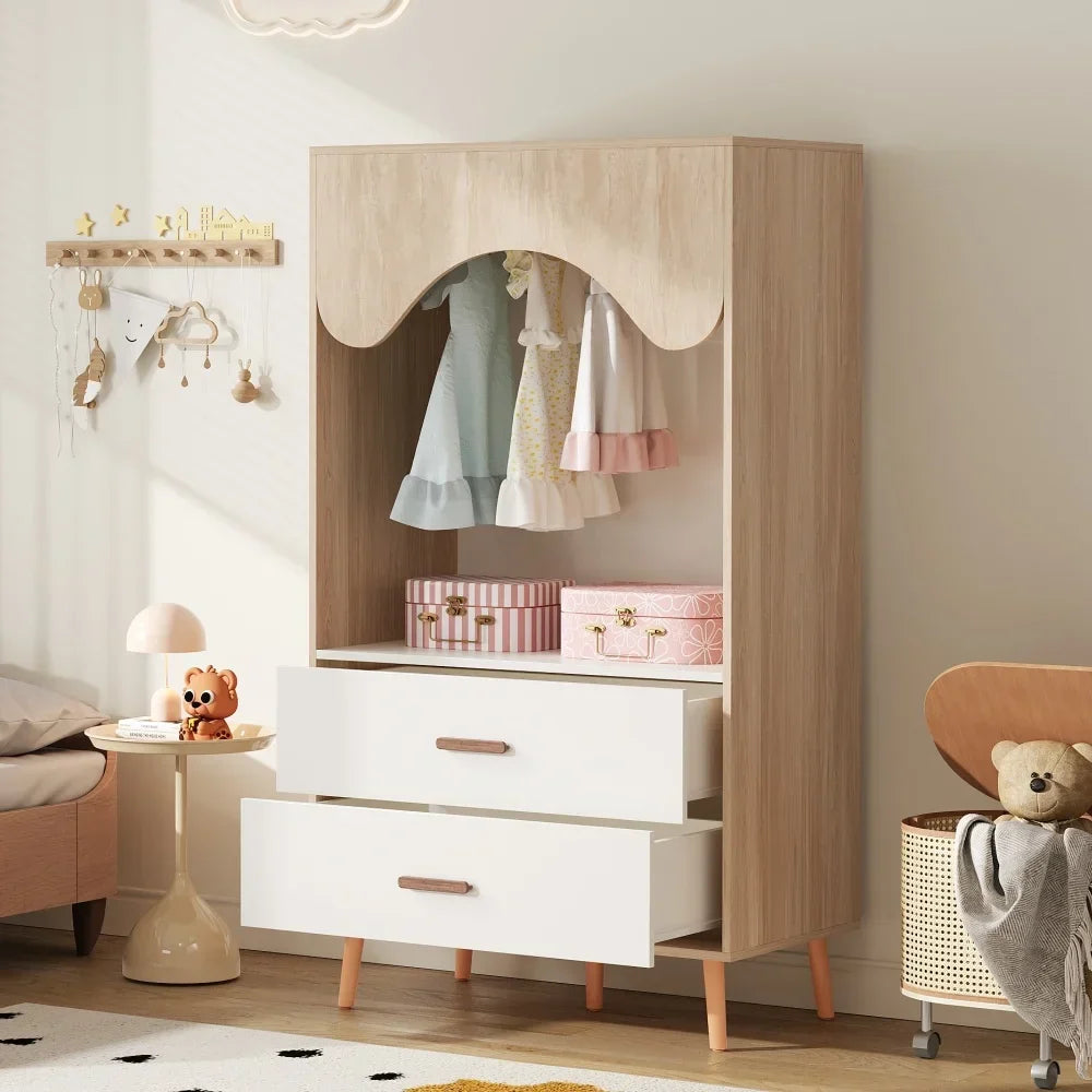 Kinderkleiderschrank aus Holz in Weiß mit Schubladen Lilla Kids