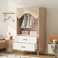 Kinderkleiderschrank aus Holz in Weiß mit Schubladen Lilla Kids