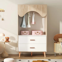 Kinderkleiderschrank aus Holz in Weiß mit Schubladen Lilla Kids