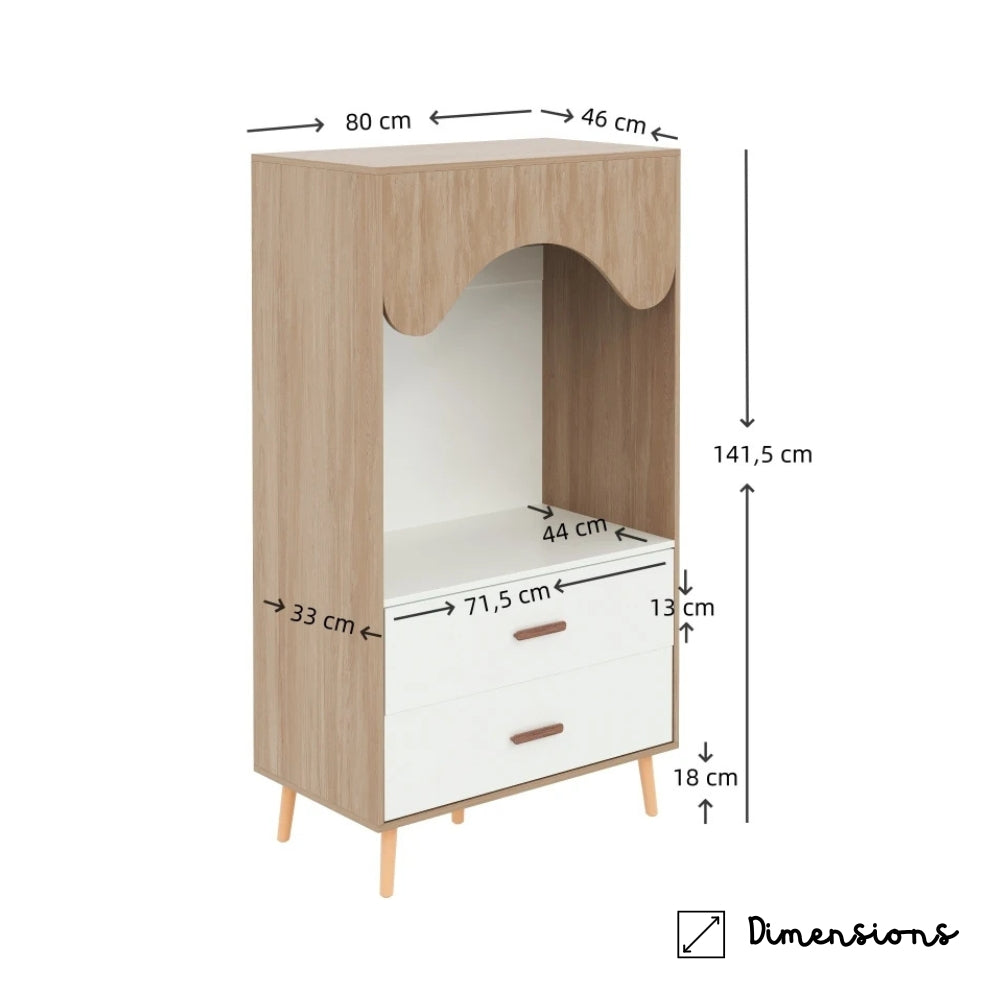 Kinderkleiderschrank aus Holz in Weiß mit Schubladen Lilla Kids