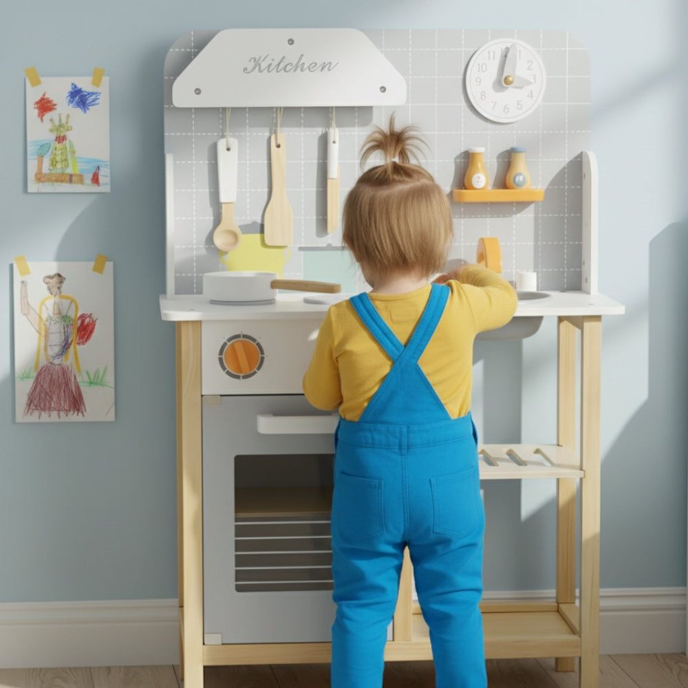 Kinderküche aus Holz mit Backofen und Spüle Lilla Kids