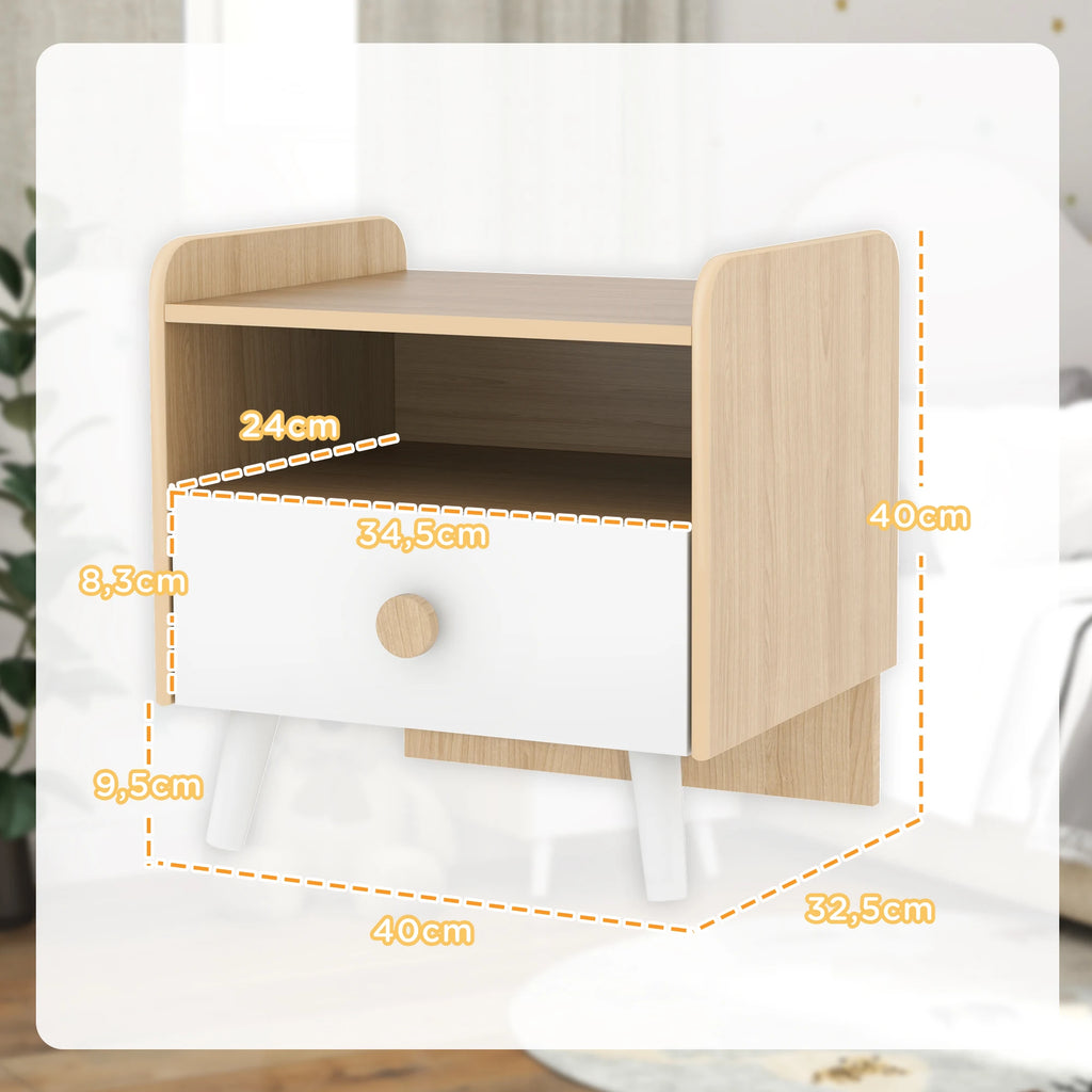 Kindernachttisch aus Holz mit Schublade Lilla Kids