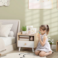 Kindernachttisch aus Holz mit Schublade Lilla Kids