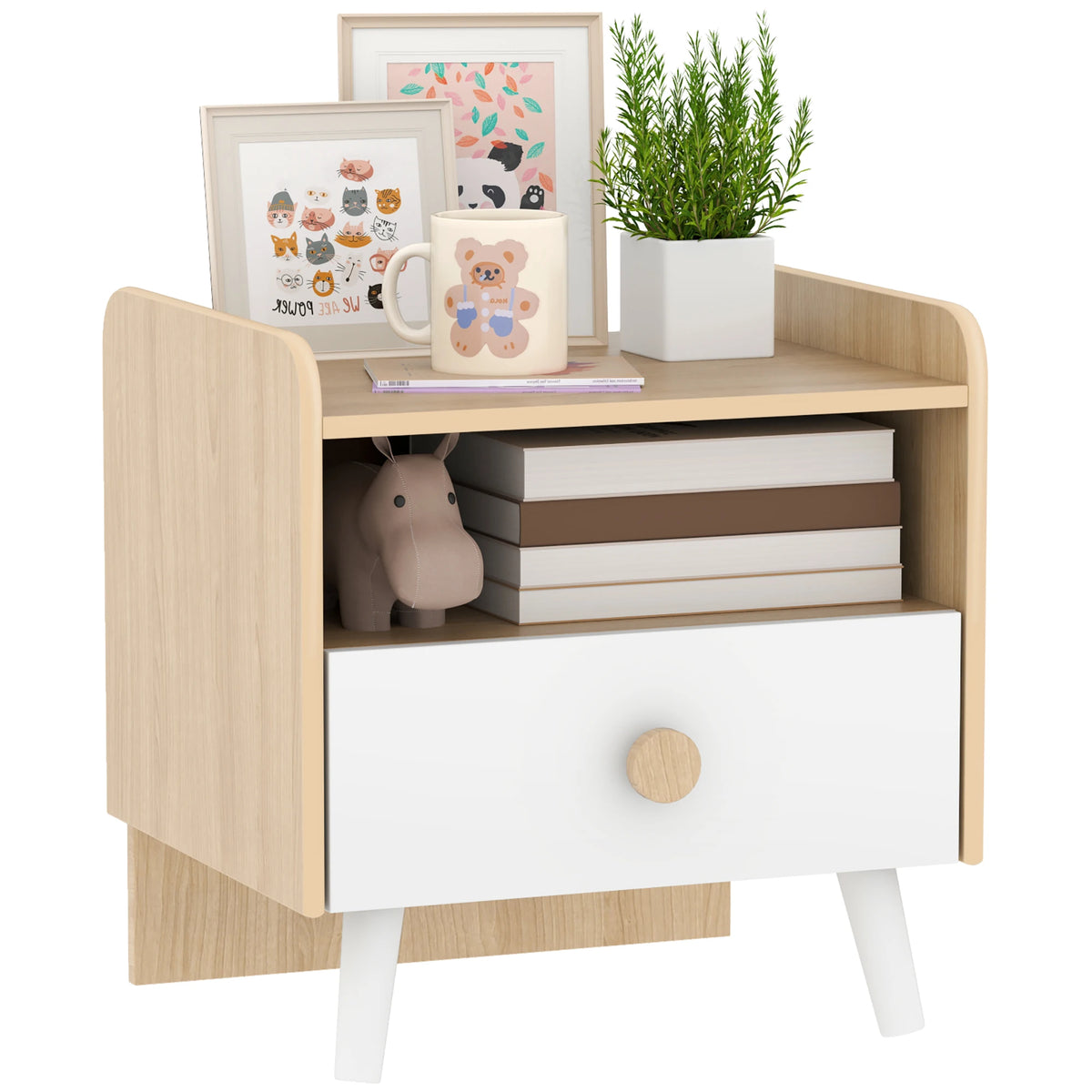 Kindernachttisch aus Holz mit Schublade Lilla Kids