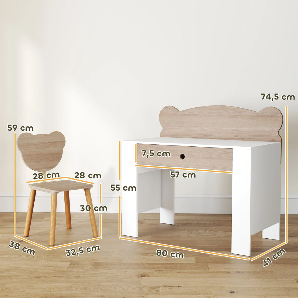 Kinderschreibtisch-Set mit Stuhl und Schublade Lilla Kids