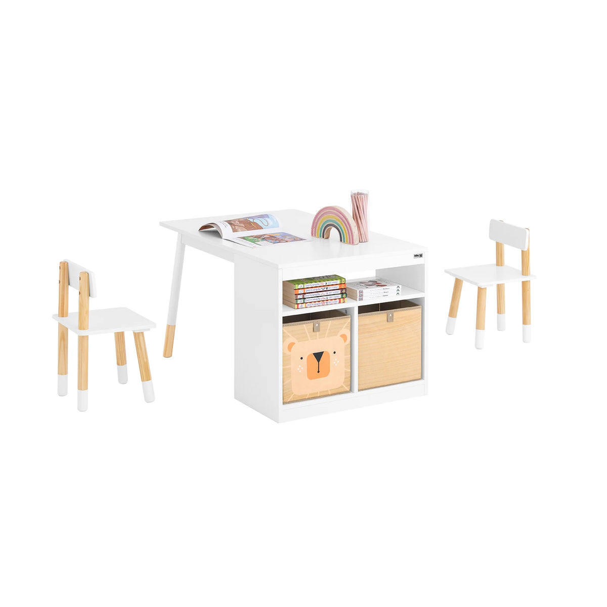 Kinderspieltisch mit 2 Stühlen und Stauraum Lilla Kids