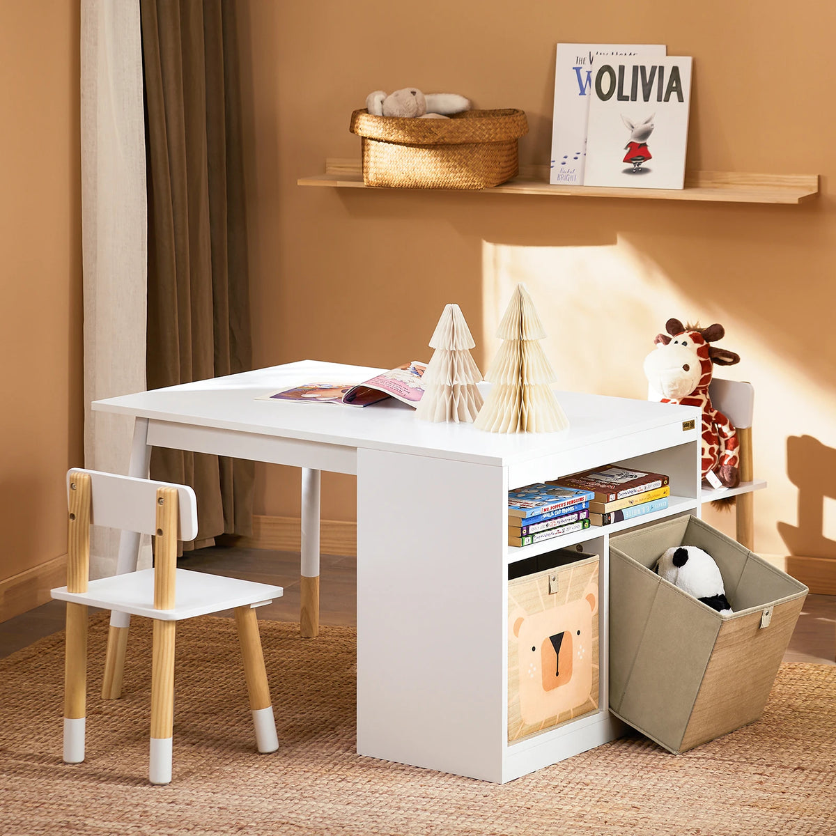 Kinderspieltisch mit 2 Stühlen und Stauraum Lilla Kids