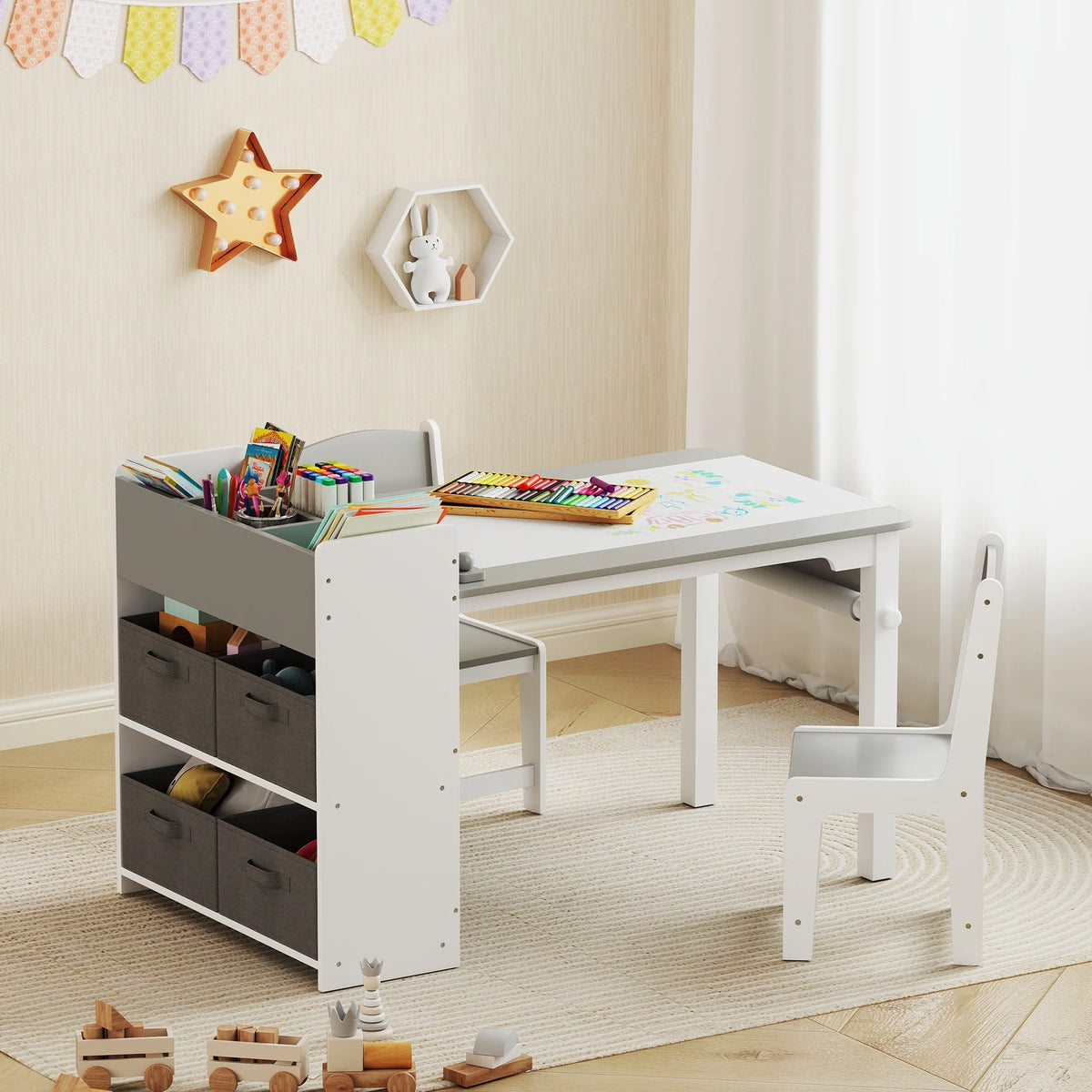 Kindertisch mit 2 Stühlen und Schublade Lilla Kids