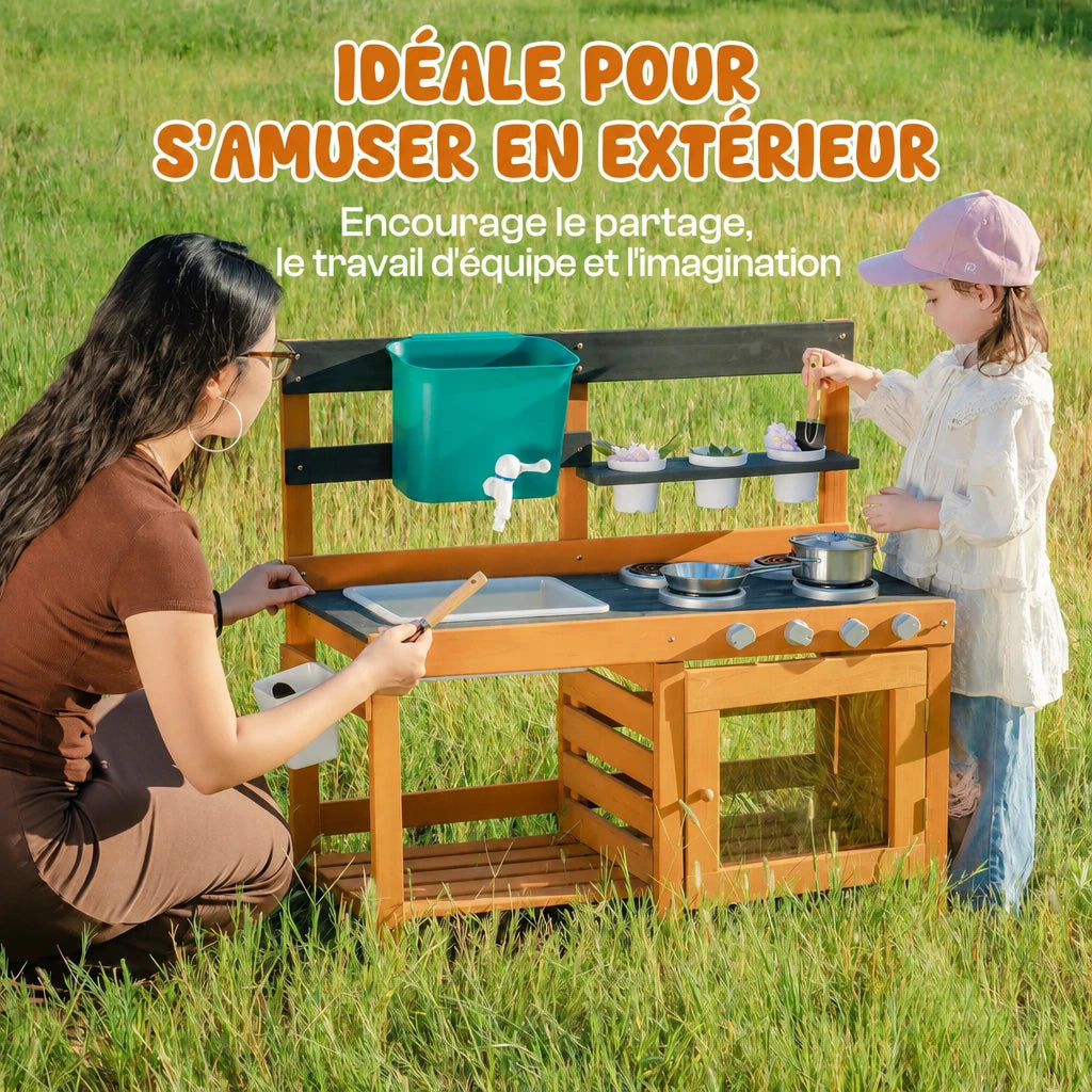 Matschküche aus Holz mit abnehmbarer Spüle Lilla Kids