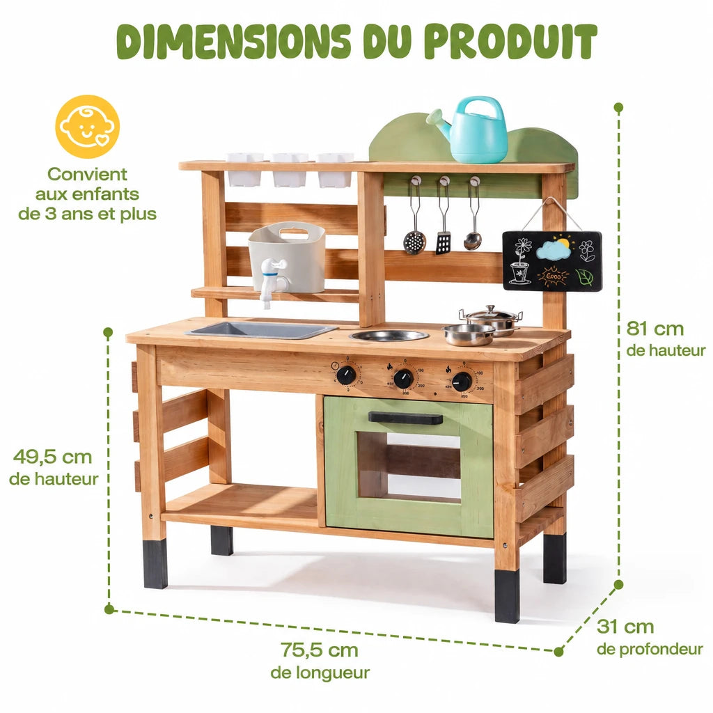 Matschküche mit Spüle, Wasserhahn und Tafel Lilla Kids