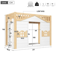 Mitwachsendes Hausbett Etagenbett mit Fenstern 90x200 Lilla Kids