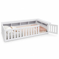 Mitwachsendes Kinderbett mit Schutzgitter und Regalen Lilla Kids