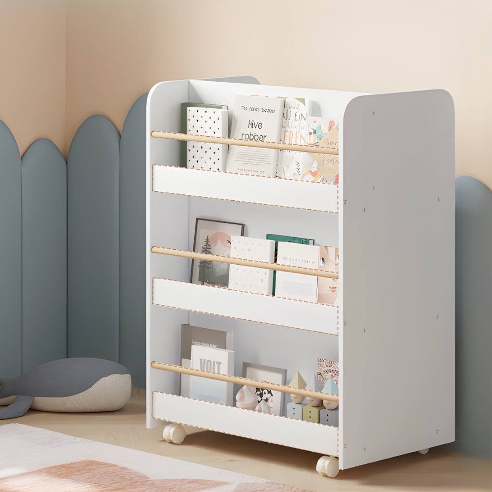 Mobiles Kinderbücherregal mit Rollen und Stauraum Lilla Kids
