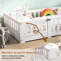 Montessori-Bodenbett in Weiß mit Rausfallschutz 80x160 Lilla Kids