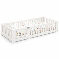 Montessori-Bodenbett in Weiß mit Rausfallschutz 80x160 Lilla Kids