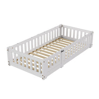 Montessori-Bodenbett in Weiß mit Rausfallschutz 80x160 Lilla Kids