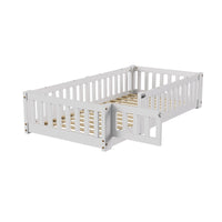 Montessori-Bodenbett in Weiß mit Rausfallschutz 80x160 Lilla Kids