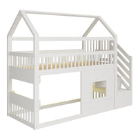 Montessori-Hausbett mit Treppe und Regal 90x200 Lilla Kids