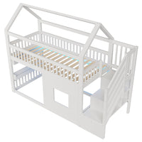 Montessori-Hausbett mit Treppe und Regal 90x200 Lilla Kids