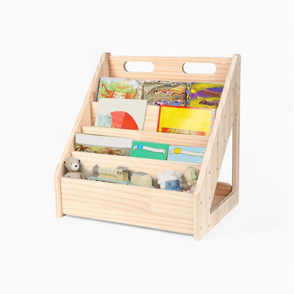 Montessori-Kinderbücherregal aus naturbelassenem Holz Lilla Kids