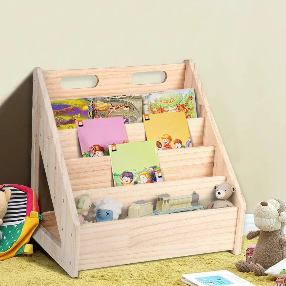 Montessori-Kinderbücherregal aus naturbelassenem Holz Lilla Kids