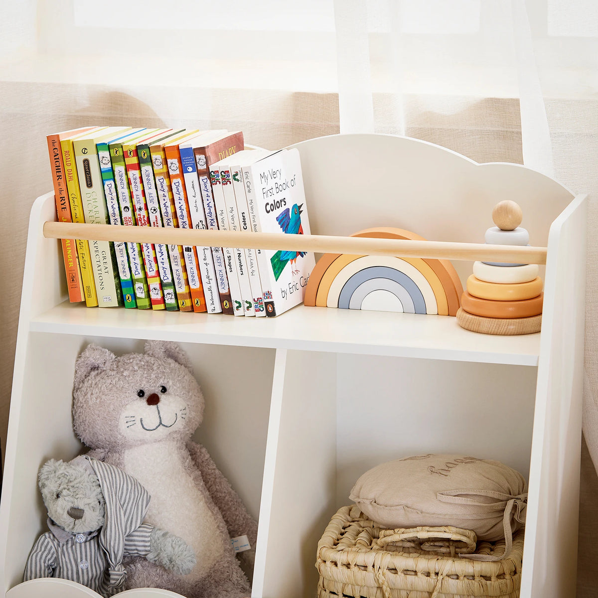 Montessori-Kinderbücherregal mit 3 Fächern, 61 x 71 cm Lilla Kids