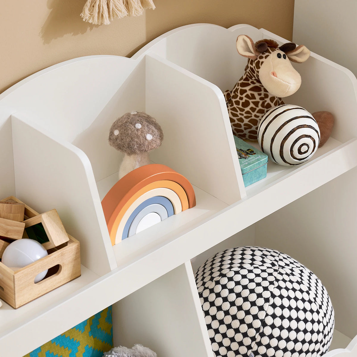 Montessori-Kinderbücherregal mit 5 Fächern in Weiß Lilla Kids