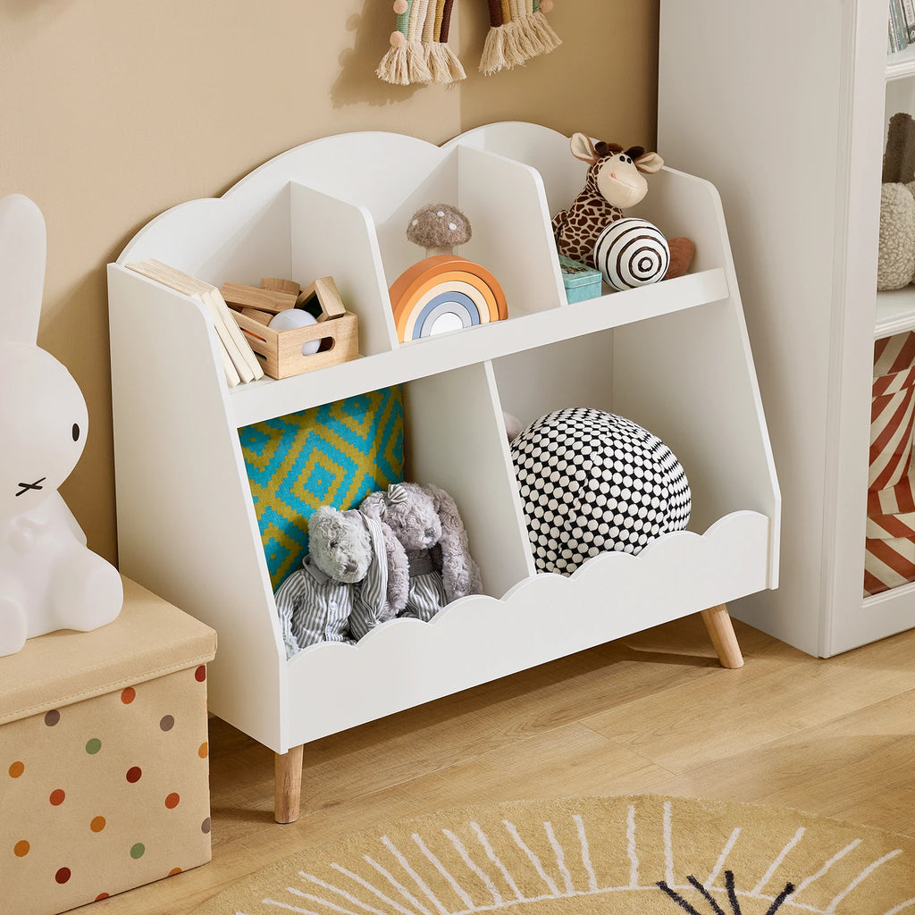 Montessori-Kinderbücherregal mit 5 Fächern in Weiß Lilla Kids