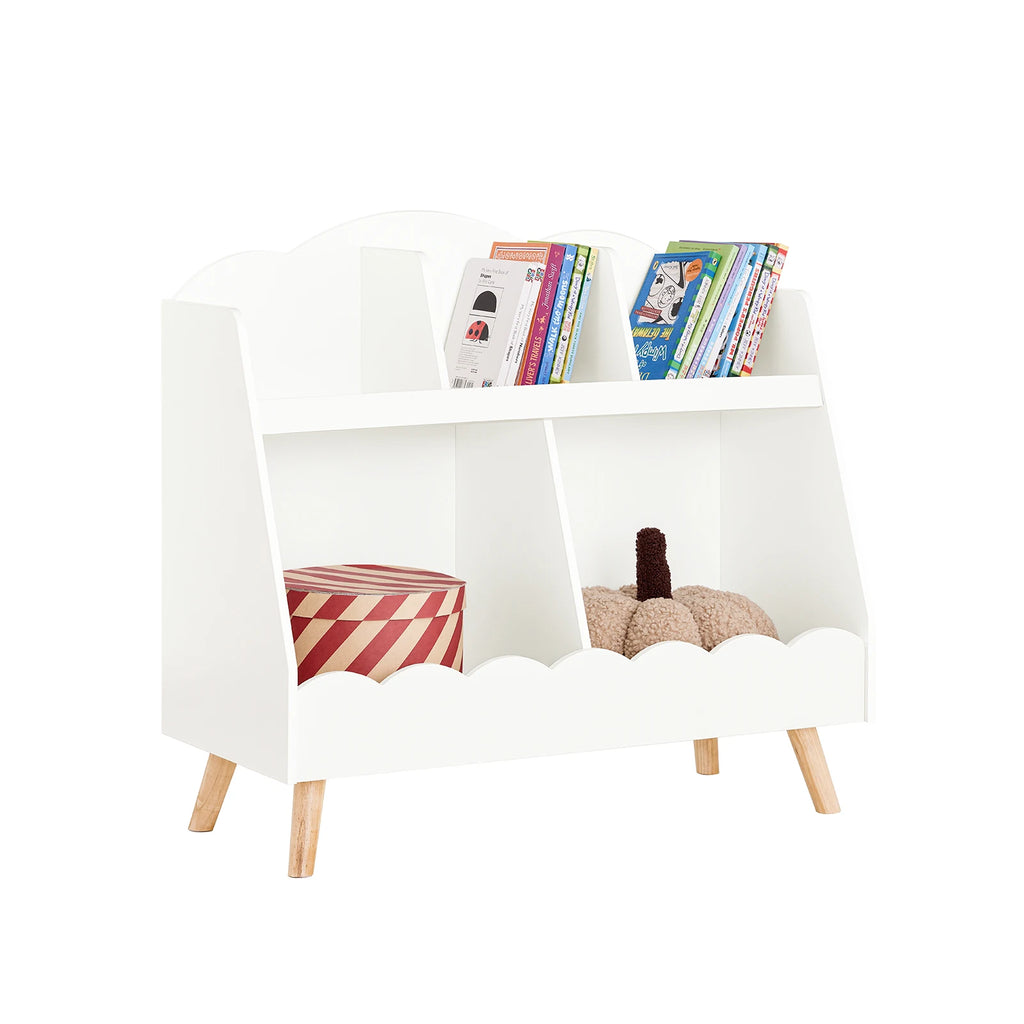 Montessori-Kinderbücherregal mit 5 Fächern in Weiß Lilla Kids