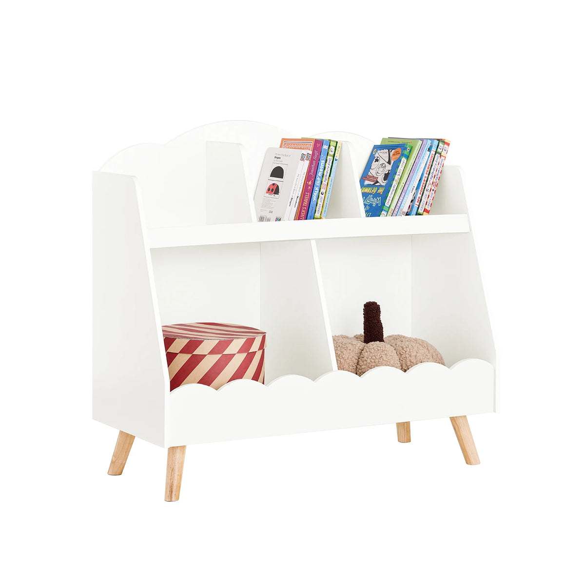 Montessori-Kinderbücherregal mit 5 Fächern in Weiß Lilla Kids