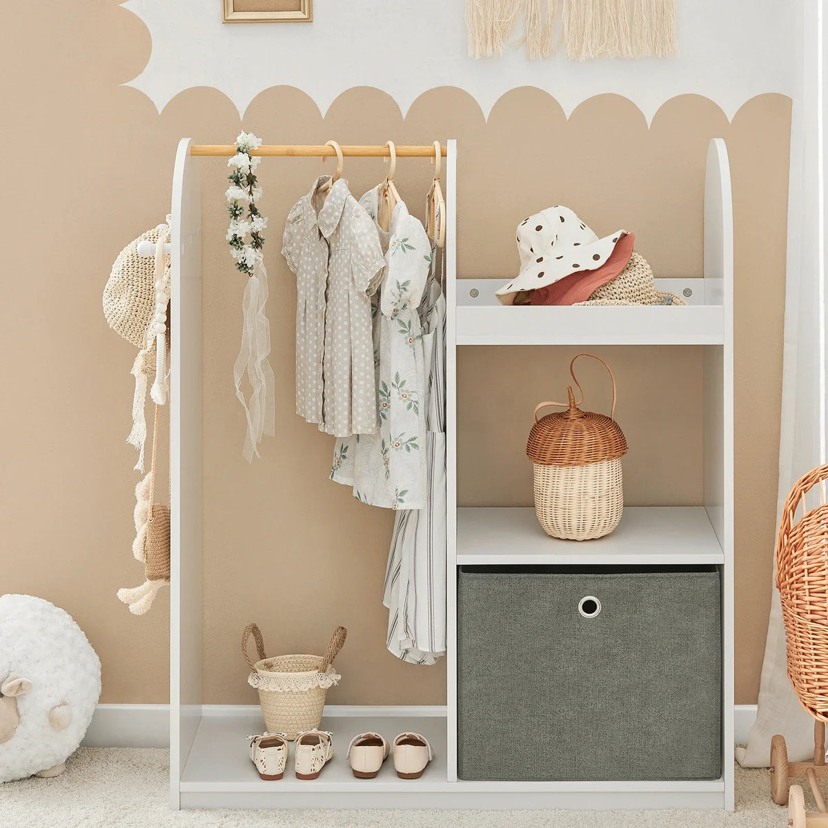 Offener Kinderkleiderschrank aus Holz Lilla Kids