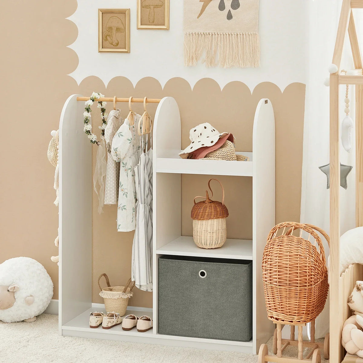 Offener Kinderkleiderschrank aus Holz Lilla Kids