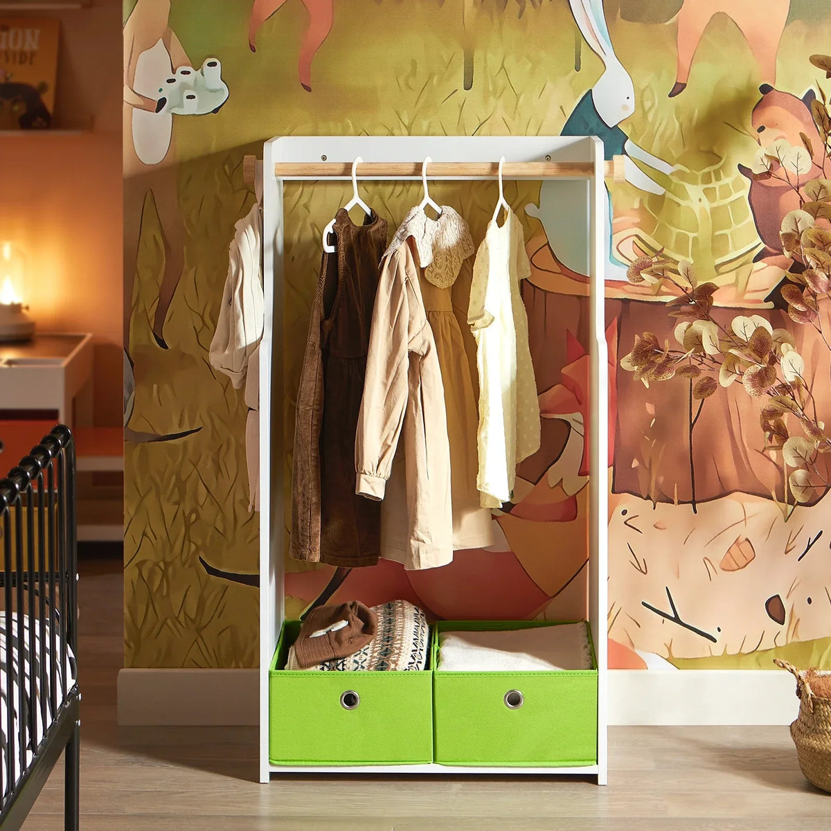 Offener Kinderkleiderschrank mit Boxen in Weiß Lilla Kids