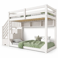 Platzsparendes Etagenbett-Hausbett mit Dach, Treppe und Schubladen Lilla Kids
