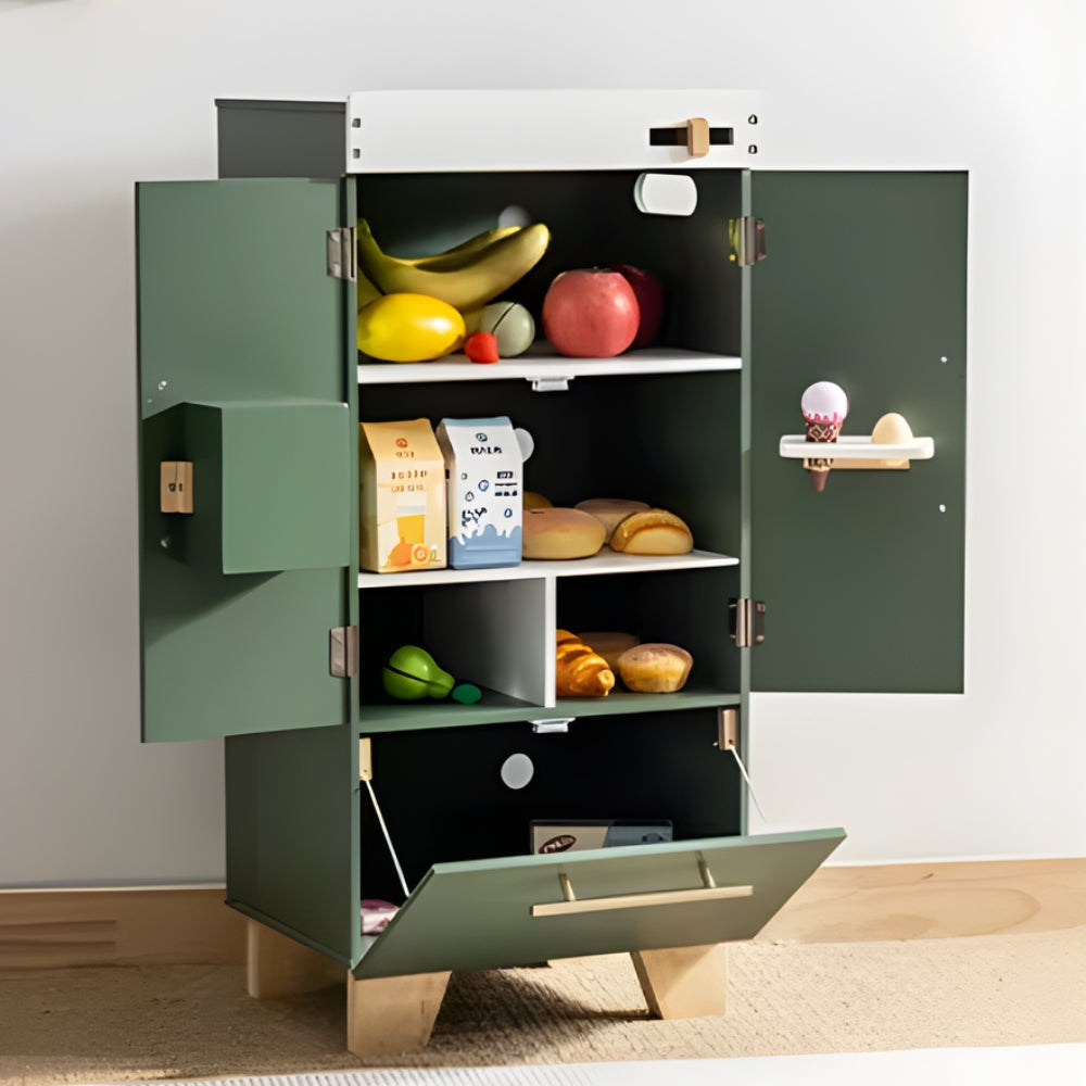 Spielzeug-Kühlschrank aus Holz in Dunkelgrün für Kinder Lilla Kids