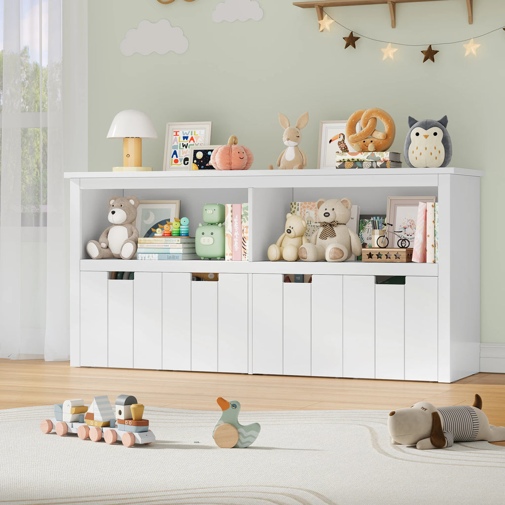 Spielzeugregal für Kinder mit 4 Rollboxen, 120 cm Lilla Kids