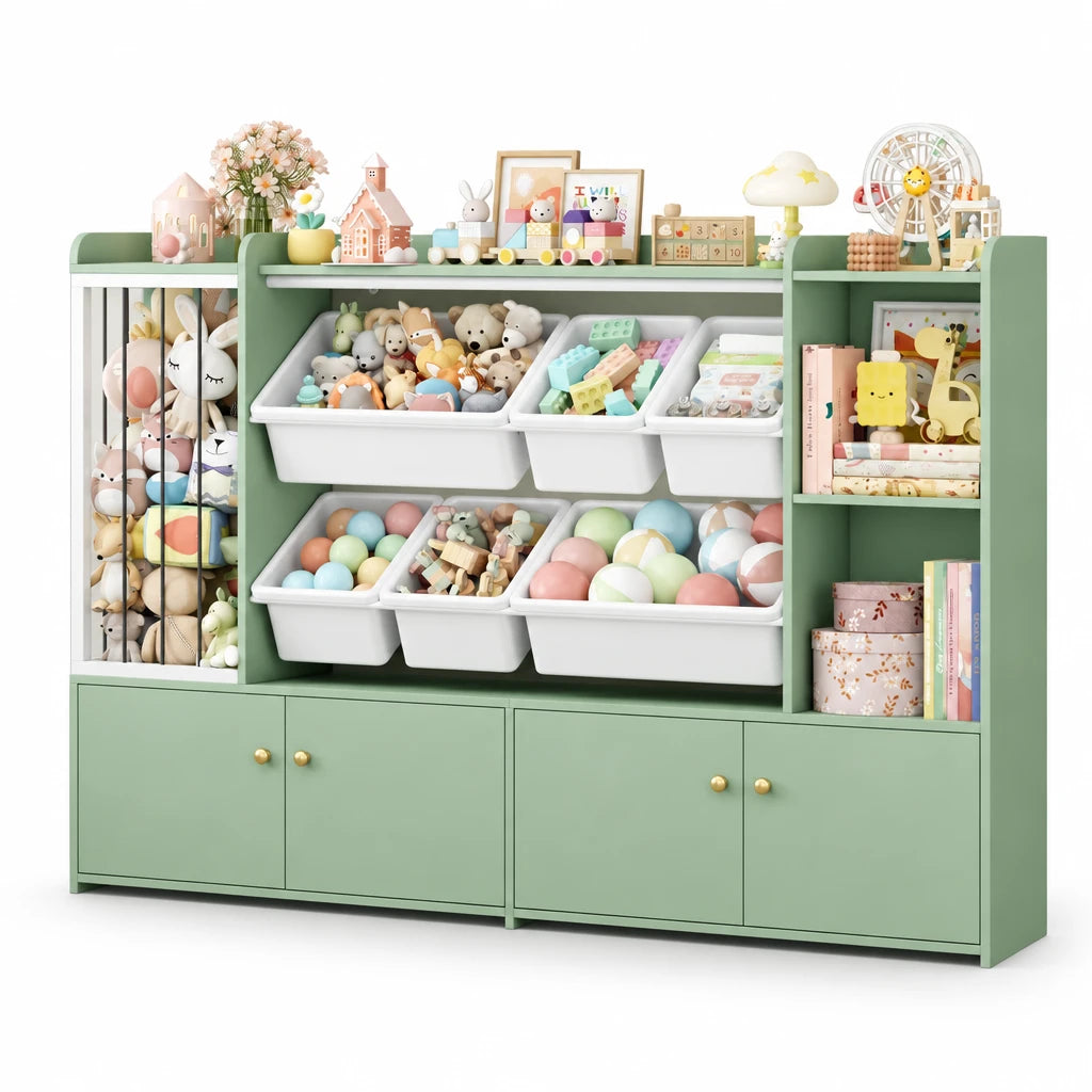 Spielzeugregal für Kinder mit 6 Boxen aus Holz, 137 cm Lilla Kids